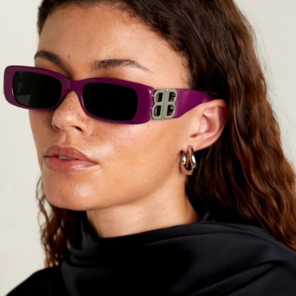 NEW BALENCIAGA BB0096S 016 51 SQUARE PINK SUNGLASSES BALENCIAGA - Picture 1 of 3